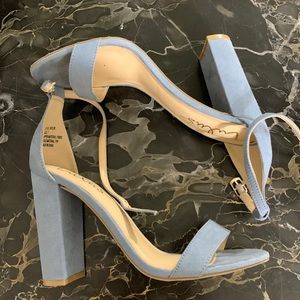 Lulus Taylor Blue Suede Ankle Strap Heels size 7